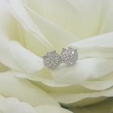 0.50 Carat (ctw) 10K White Gold Round Cut Diamond Round Shape Cluster Earrings  Look of 1 CT each 1/2 CT