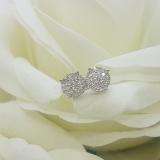 0.50 Carat (ctw) 14K White Gold Round Cut Diamond Round Shape Cluster Earrings  Look of 1 CT each 1/2 CT
