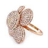 4.00 Carat (ctw) 14k Rose Gold White Round Diamond Ladies Cocktail Right Hand Ring