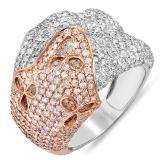 4.80 Carat (ctw) 14k Rose Gold White & Champagne Round Diamond Ladies Cocktail Right Hand