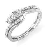 0.40 Carat (ctw) 14k White Gold Round Diamond Ladies Bridal Engagement Ring Set