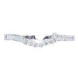 0.20 Carat (ctw) 10K White Gold Round Cut Diamond Ladies Anniversary Wedding Stackable Contour Guard Band 1/5 CT