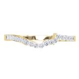 0.20 Carat (ctw) 10K Yellow Gold Round Cut Diamond Ladies Anniversary Wedding Stackable Contour Guard Band 1/5 CT