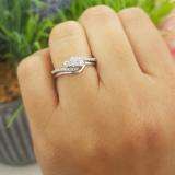 0.40 Carat (ctw) 14k White Gold Round Diamond Ladies Bridal Engagement Ring Set