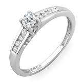 0.55 Carat (ctw) 14k White Gold Round Diamond Ladies Engagement Bridal Ring