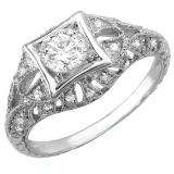 0.33 Carat (Ctw) 14k White Gold Round White Diamond Semi-mount Engagement Antique Ring 1/3 CT (No Center Stone)