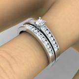0.55 Carat (ctw) 10K White Gold Round Diamond Ladies Bridal Engagement Ring Set