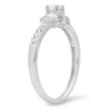 0.25 Carat (ctw) 10k White Gold Round Diamond Ladies Bridal Unique Vintage Style Engagement Ring 1/4 CT