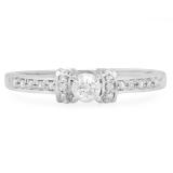 0.25 Carat (ctw) 10k White Gold Round Diamond Ladies Bridal Unique Vintage Style Engagement Ring 1/4 CT