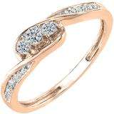 0.25 Carat (ctw) 14k Rose Gold Round Diamond Ladies 3 Stone Engagement Promise Ring 1/4 CT