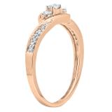 0.25 Carat (ctw) 14k Rose Gold Round Diamond Ladies 3 Stone Engagement Promise Ring 1/4 CT