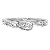0.25 Carat (ctw) 14k White Gold Round Diamond Ladies 3 Stone Engagement Promise Ring 1/4 CT