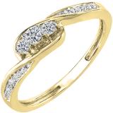 0.25 Carat (ctw) 14k Yellow Gold Round Diamond Ladies 3 stone Engagement Promise Ring 1/4 CT