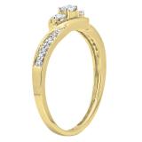 0.25 Carat (ctw) 10k Yellow Gold Round Diamond Ladies 3 stone Engagement Promise Ring 1/4 CT