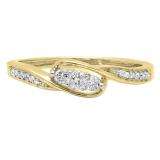 0.25 Carat (ctw) 10k Yellow Gold Round Diamond Ladies 3 stone Engagement Promise Ring 1/4 CT