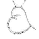 0.15 Carat (ctw) Sterling Silver Diamond Ladies Heart Pendant