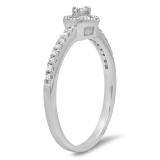 0.33 Carat (ctw) Sterling Silver Round Diamond Ladies Engagement Halo Style Bridal Ring 1/3 CT