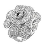3.65 Carat (ctw) 14k White Gold Round Diamond Ladies Cocktail Blossom Flower Rose Right Hand Ring