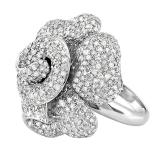 3.65 Carat (ctw) 14k White Gold Round Diamond Ladies Cocktail Blossom Flower Rose Right Hand Ring