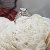 1.22 Carat (ctw) 14K White Gold Round Diamond Pave set Bridal Engagement Ring 0.72 CT center included