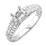 0.50 Carat (ctw) 14K White Gold Engagement Round Diamond Pave Set Bridal Ring 1/2 CT (No Center Stone)