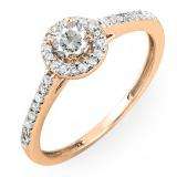0.40 Carat (ctw) 14k Rose Gold Round Cut Diamond Ladies Engagement Bridal Halo Ring