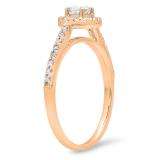0.40 Carat (ctw) 14k Rose Gold Round Cut Diamond Ladies Engagement Bridal Halo Ring