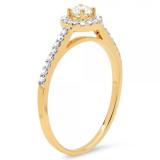 0.40 Carat (ctw) 14k Yellow Gold Round Cut Diamond Ladies Engagement Bridal Halo Ring
