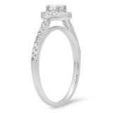 0.40 Carat (ctw) 14k White Gold Round Cut Diamond Ladies Engagement Bridal Halo Ring