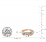 1.00 Carat (ctw) 14k Rose Gold Princess Cut 3 Stone Diamond Ladies Engagement Bridal Ring Set Matching Band 1 CT