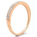 0.18 Carat (ctw) 10k Rose Gold Round Diamond Ladies Milgrain Anniversary Wedding Stackable Band