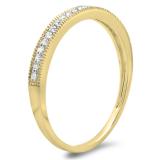 0.18 Carat (ctw) 14k Yellow Gold Round Diamond Ladies Milgrain Anniversary Wedding Stackable Band