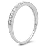 0.18 Carat (ctw) 18k White Gold Round Diamond Ladies Milgrain Anniversary Wedding Stackable Band