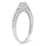 0.50 Carat (ctw) 10k White Gold Round Cut Diamond Ladies Engagement Halo Style Bridal Ring