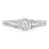 0.50 Carat (ctw) 10k White Gold Round Cut Diamond Ladies Engagement Halo Style Bridal Ring