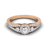 0.50 Carat (ctw) 14k Rose Gold Round Cut Diamond Ladies Engagement Halo Style Bridal Ring
