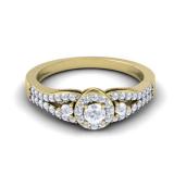 0.50 Carat (ctw) 14K Yellow Gold Round Cut Diamond Ladies Engagement Halo Style Bridal Ring