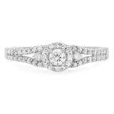 0.50 Carat (ctw) 14k White Gold Round Cut Diamond Ladies Engagement Halo Style Bridal Ring
