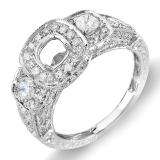 1.25 Carat (ctw) 14K White Gold 3 Stone Ladies Round Diamond Semi-Mount Engagement Ring Bridal Set (No Center Stone)