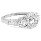 1.25 Carat (ctw) 14K White Gold 3 Stone Ladies Round Diamond Semi-Mount Engagement Ring Bridal Set (No Center Stone)