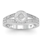 0.25 Carat (ctw) Sterling Silver Round Diamond Ladies Split Shank Halo Engagement Ring 1/4 CT