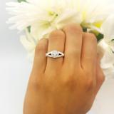 0.25 Carat (ctw) Sterling Silver Round Diamond Ladies Split Shank Halo Engagement Ring 1/4 CT