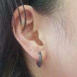 0.65 Carat (ctw) Sterling Silver Black Round Diamond Huggie Hoop Earrings