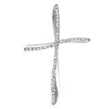0.25 Carat (ctw) 14K White Gold Round White Diamond Cross Pendant chain not included