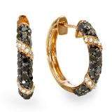 1.00 Carat (ctw) 18k Rose Gold Plated Sterling Silver Ladies Round Diamond Hoop Earrings