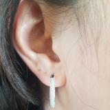 0.80 Carat (ctw) Sterling Silver Ladies Hoop Pave Set Diamond Earrings