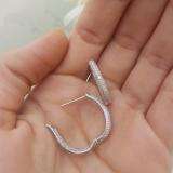 0.80 Carat (ctw) Sterling Silver Ladies Hoop Pave Set Diamond Earrings
