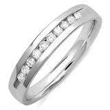 0.60 Carat (ctw) 14k White Gold Brilliant Round Diamond Channel Mens Ring