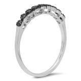 0.20 Carat (ctw) Sterling Silver Round Black Real Diamond Wedding Anniversary Band 1/5 CT