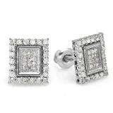 0.40 Carat (ctw) Sterling Silver Round Diamond Ladies Earrings